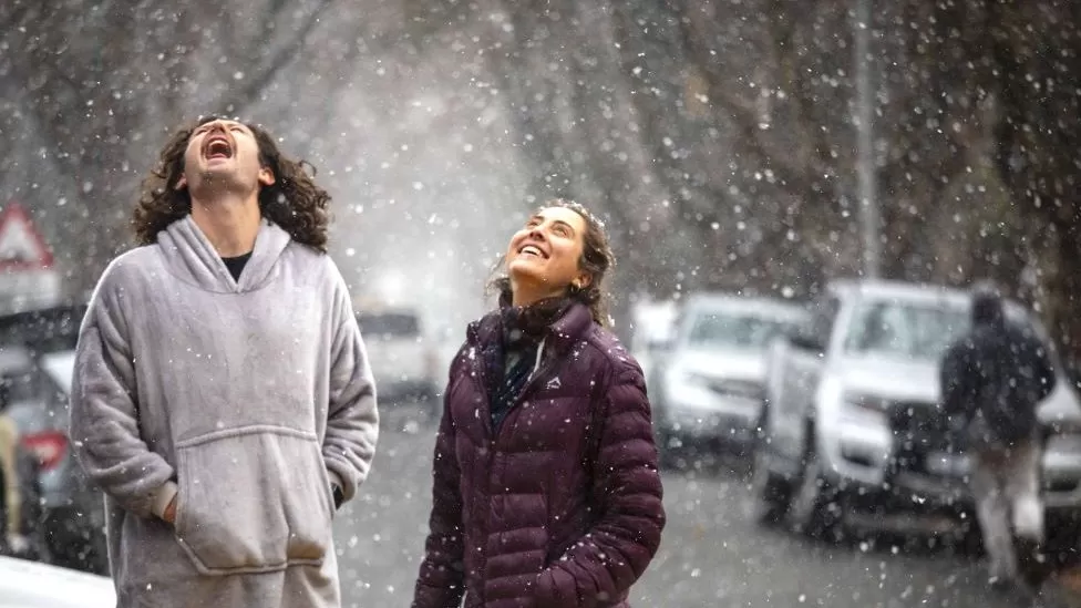 South Africans marvel at snow and sleet in Johanne