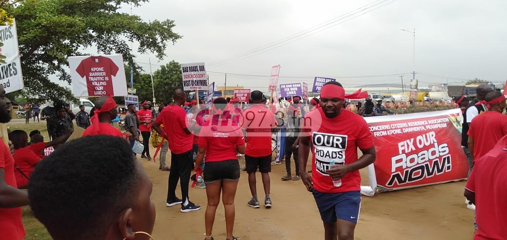 Residents of Kpone protest over deplorable roads